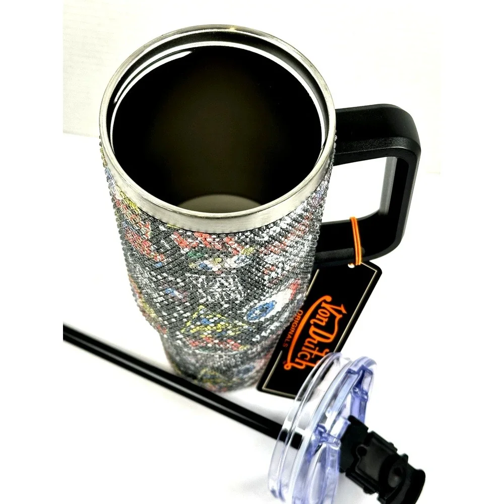 Von Dutch Rhinestone Tumbler Y2K Bling Cup Glam Sparkle Travel Mug